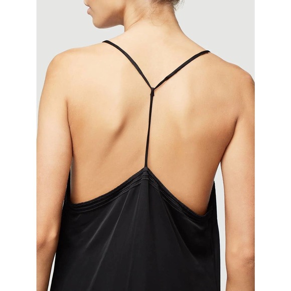 Frame V-Neck T-Strap Midi Slip Dress Black Size Medium - Picture 4 of 14